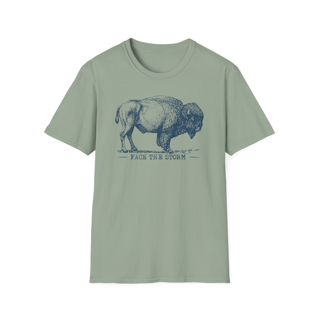 Bison Graphic T-Shirt — "Face the Storm" Inspirational Tee