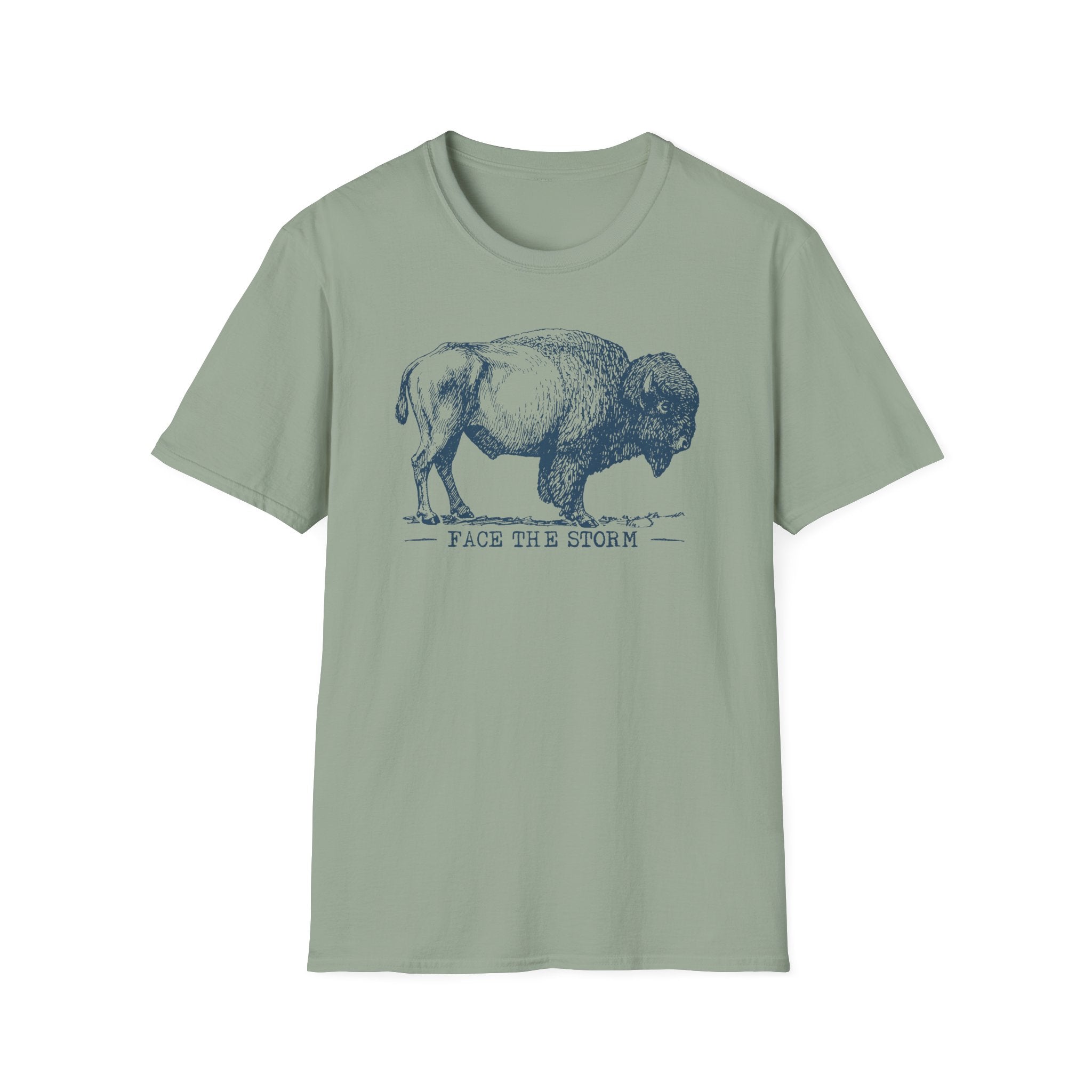 Bison Graphic T-Shirt — "Face the Storm" Inspirational Tee