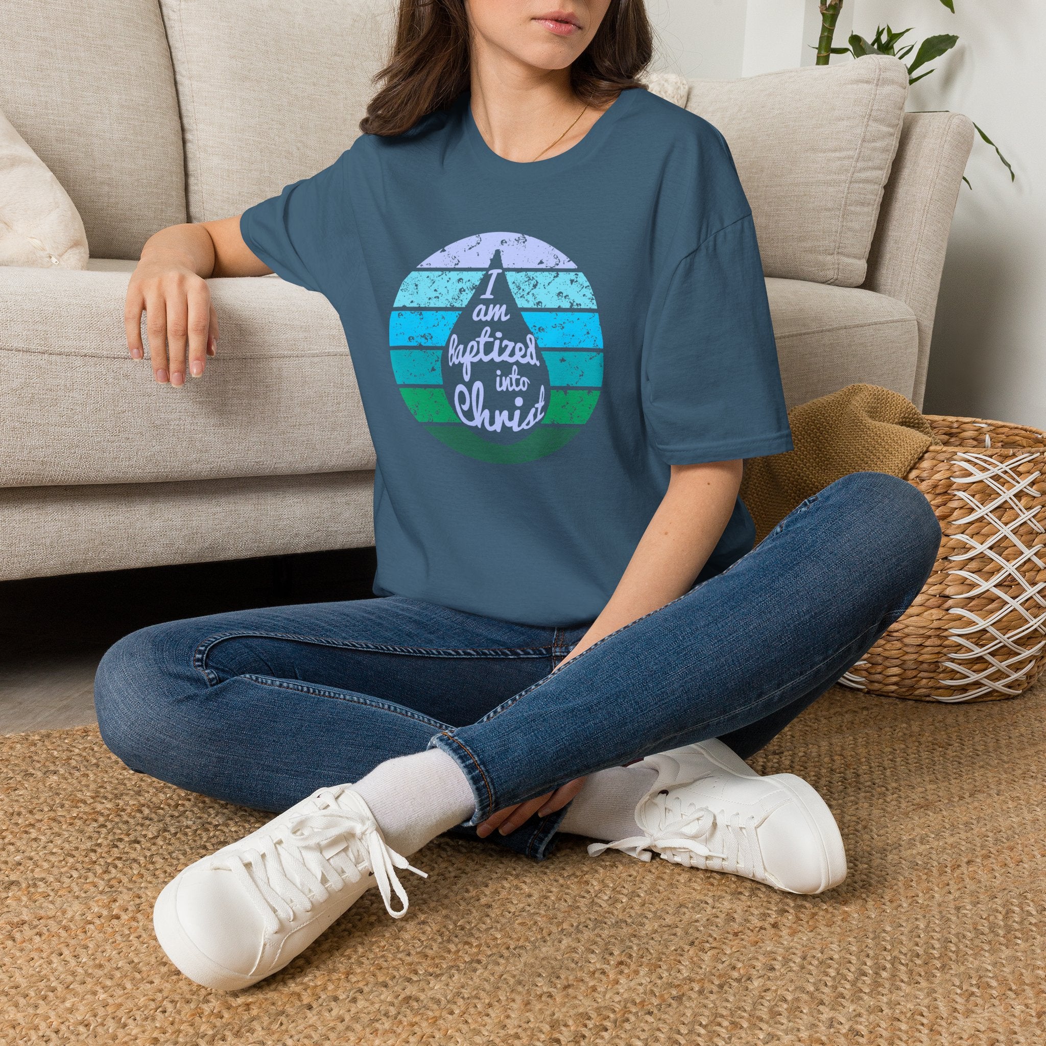 I Am Baptized into Christ Water Drop Christian Tee