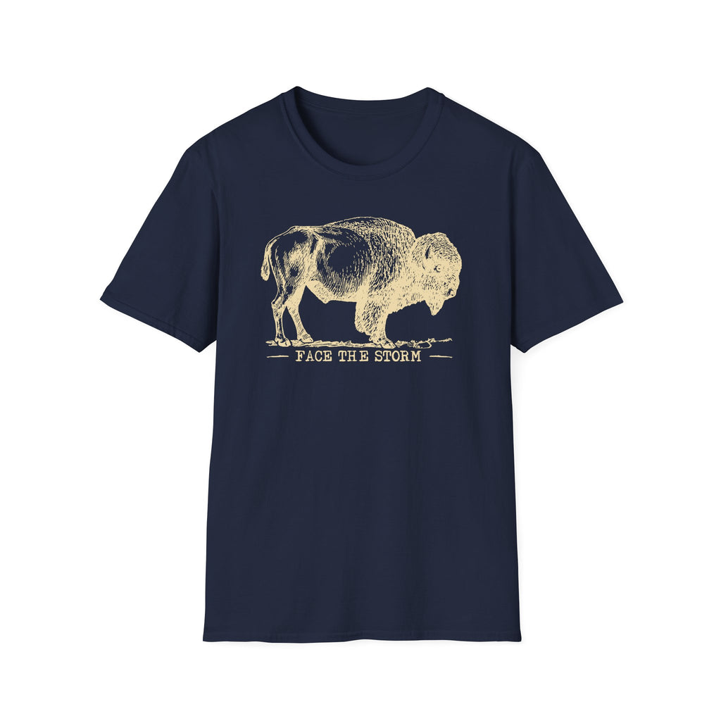 Bison Graphic T-Shirt — "Face the Storm" Inspirational Tee